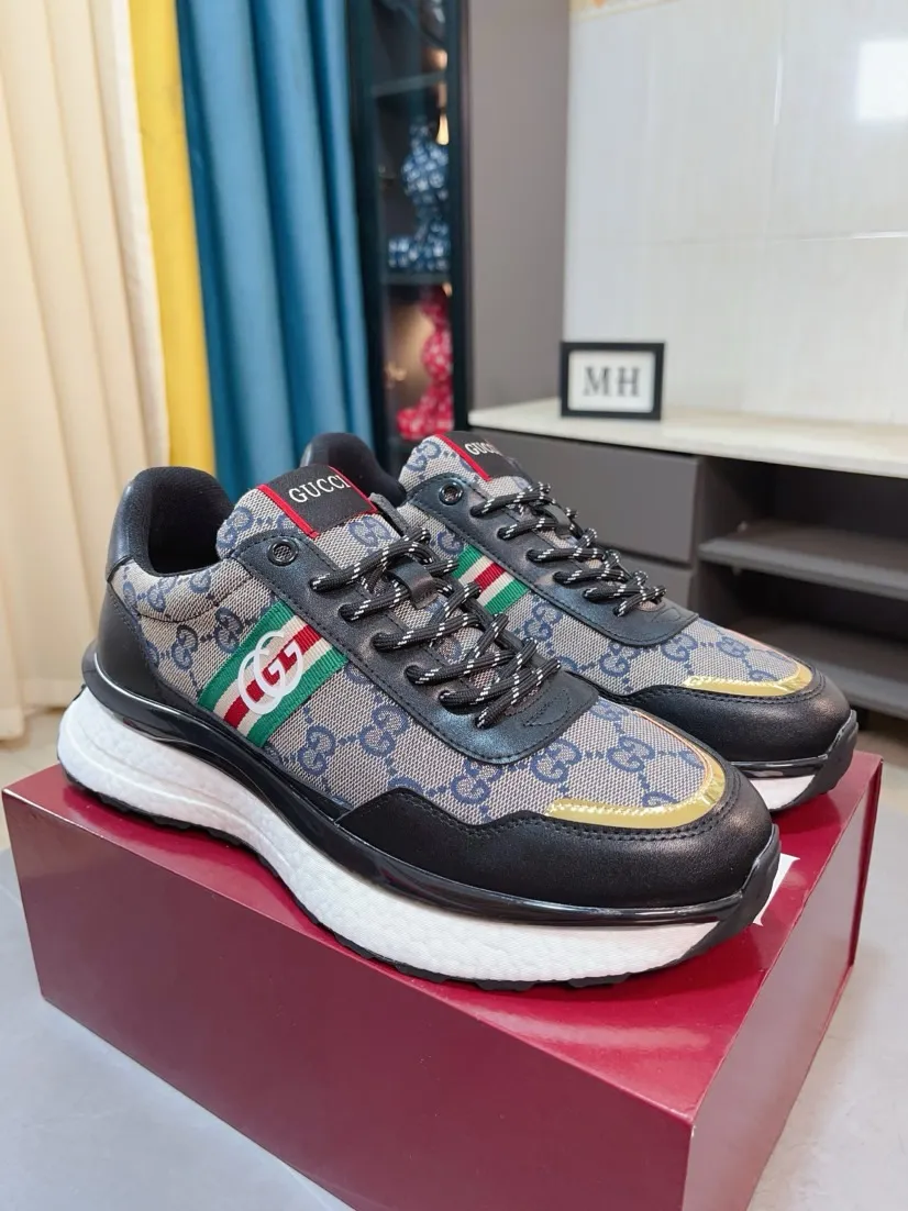 Men's shoes 💰458🌹🌹GUCCI [Gucci] New high-end brand of men's shoes, the latest fashionable casual men's shoes, trendy and versatile, relaxed and sporty style, uppers imported from Italy, first-layer cowhide, genuine leather lining, and ultra-fine workmanship. Original personalized fashionable rubber wear-resistant outsole, light and comfortable on the foot, size 38-44